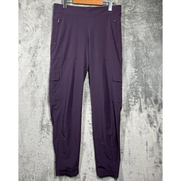 Athleta Chelsea Cargo Lined Pant Womens 10 Tall Purple Gray Pockets - Picture 1 of 9